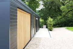 Bespoke garden building incorporating double garage and office